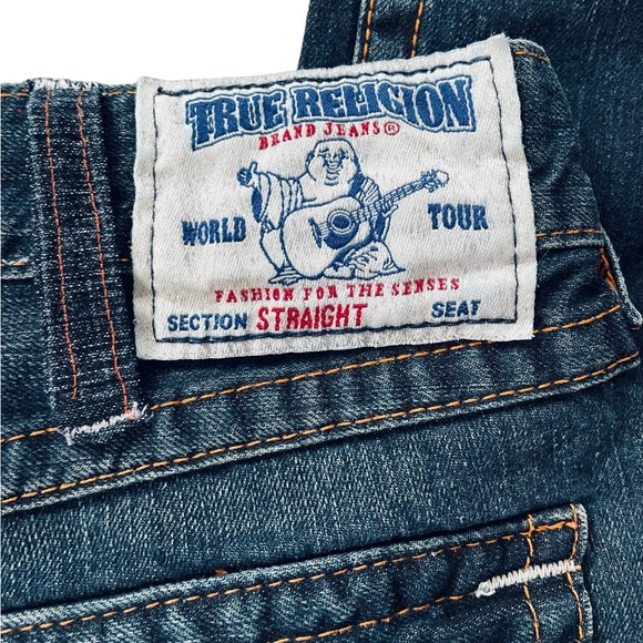 True Religion Men’s Ricky Rope Stitch Distressed Straight Leg Urban Denim Jeans - Picture 6 of 12